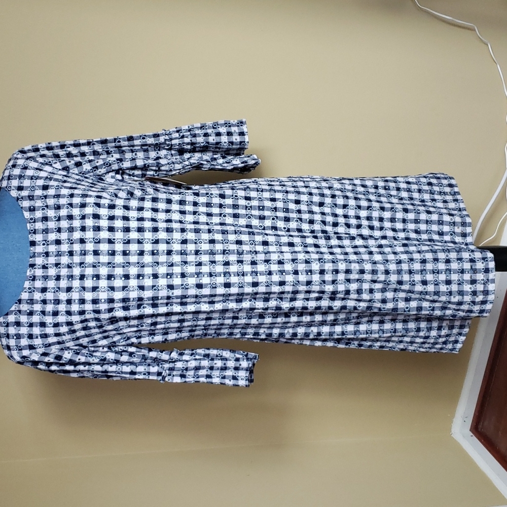 New Blue & White Gingham Midi Dress